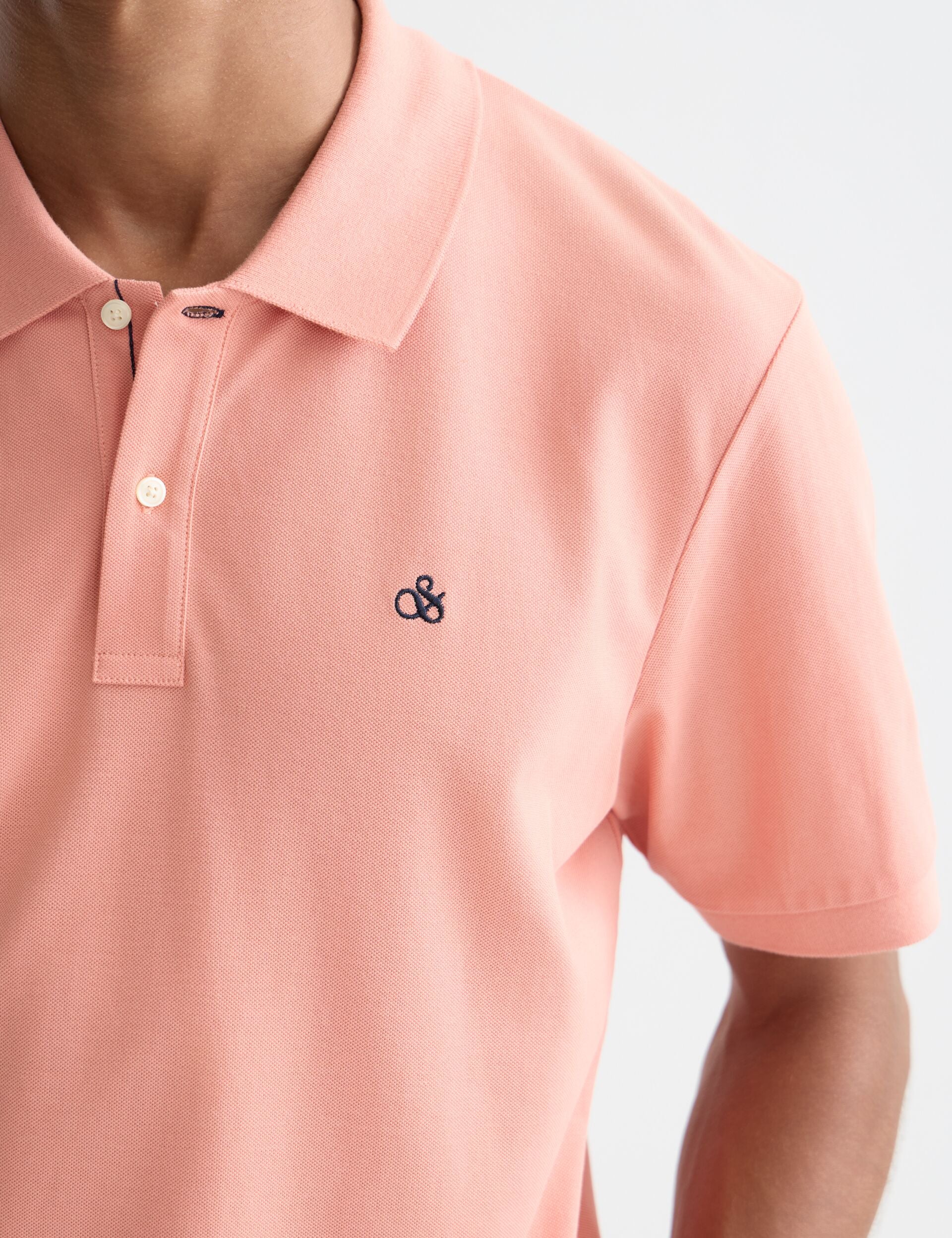 Tan חולצת פולו קצרה לגברים Seasonal Core Pique SCOTCH & SODA