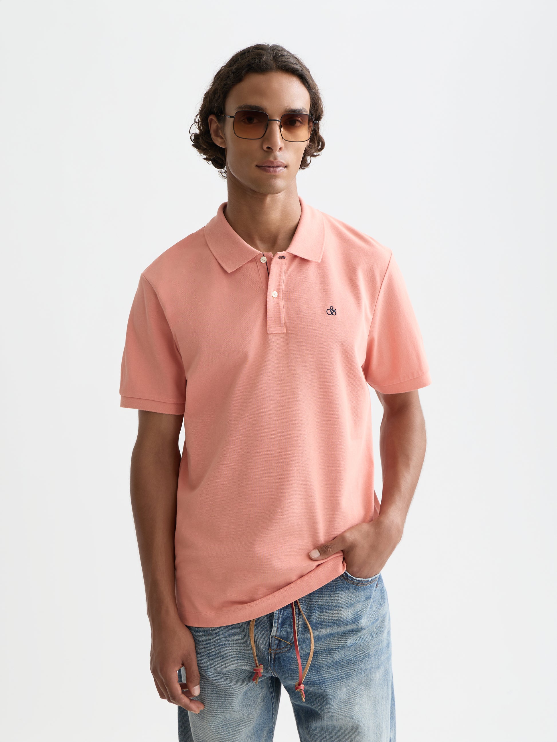 Lavender חולצת פולו קצרה לגברים Seasonal Core Pique SCOTCH & SODA