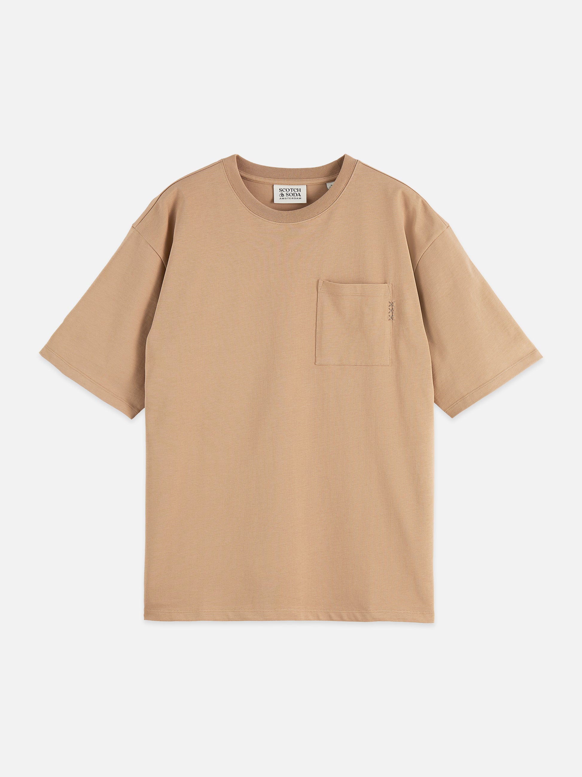 Tan טי שירט לגברים Seasonal Core 3 Crosses SCOTCH & SODA