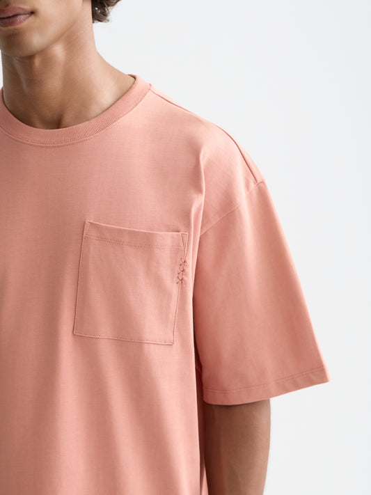 Rosy Brown SEASONAL CORE 3 CROSSES CHEST POCKET LOOSE T-SHIRT טי שירט קצרה SCOTCH & SODA