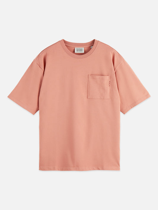 Dark Salmon SEASONAL CORE 3 CROSSES CHEST POCKET LOOSE T-SHIRT טי שירט קצרה SCOTCH & SODA