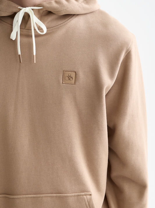 Rosy Brown SEASONAL CORE LOGO BADGE REGULAR-FIT HOODIE קפוצ'ון SCOTCH & SODA