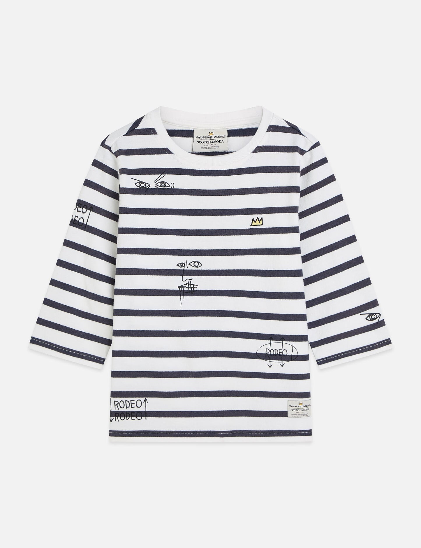 White Smoke טי שירט ארוכה לילדים Basquiat Breton Stripe SCOTCH & SODA