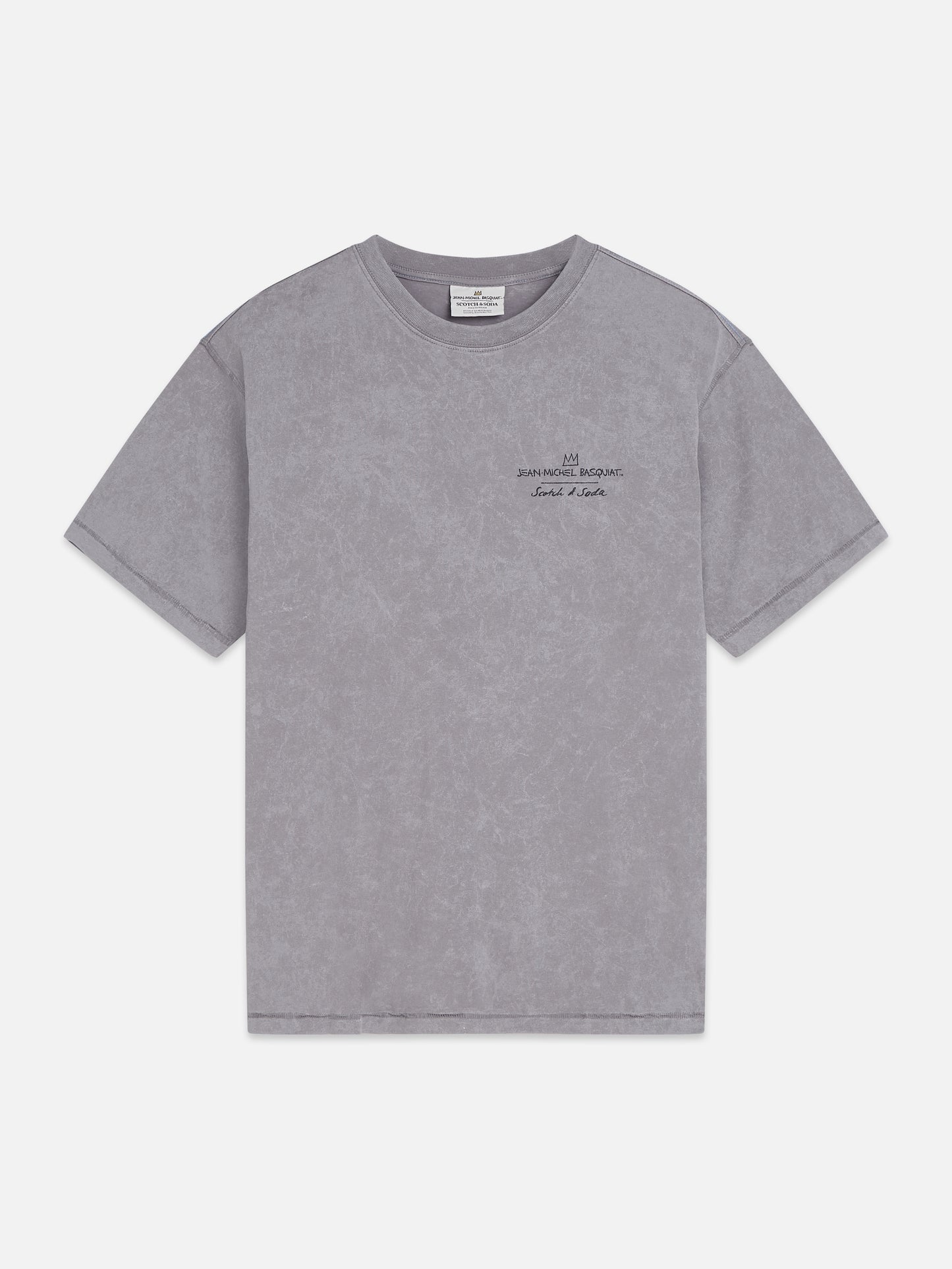 White Smoke טי שירט Basquiat לגברים עם הדפס קדמי ואחורי SCOTCH & SODA