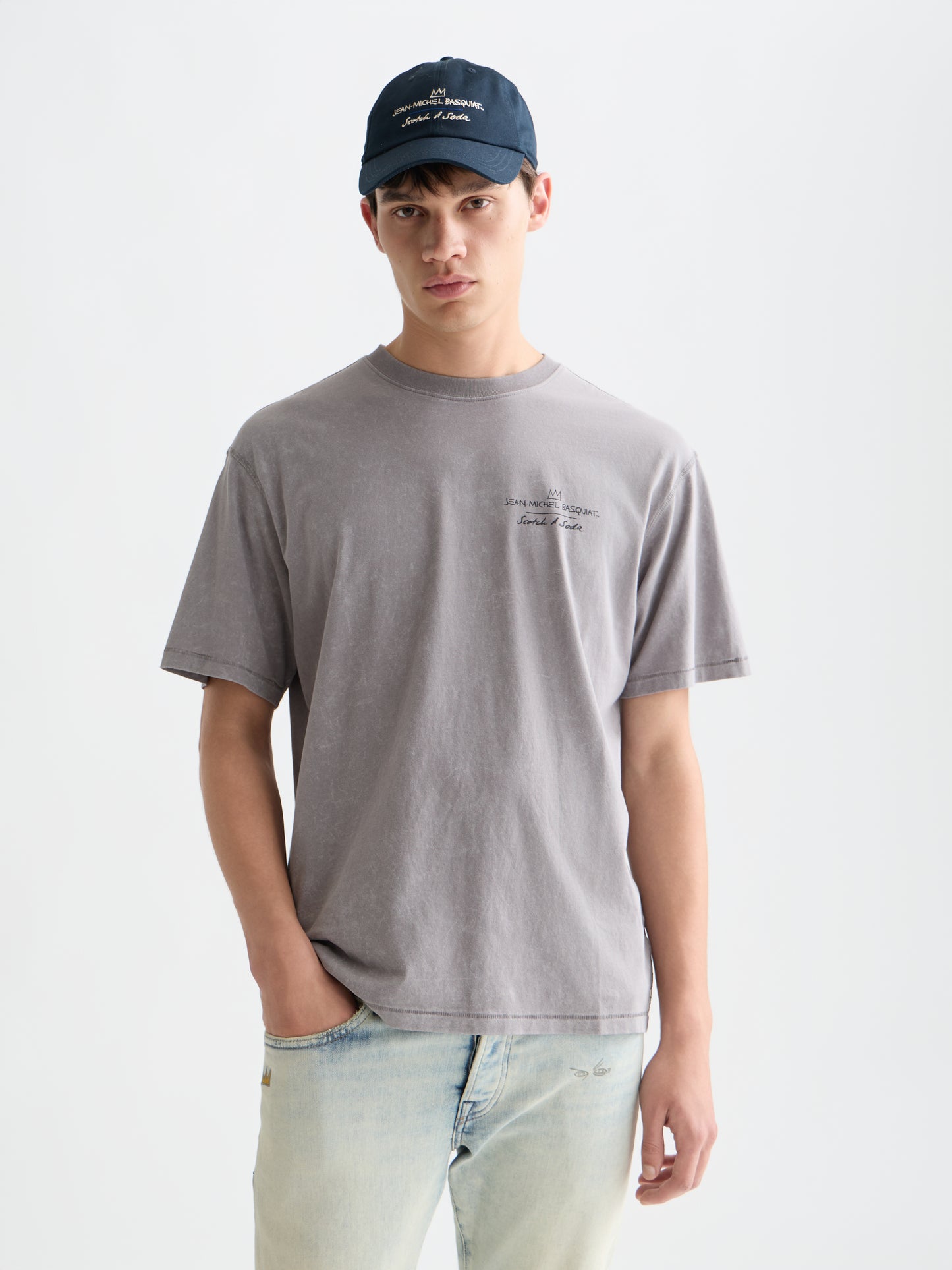 Lavender טי שירט Basquiat לגברים עם הדפס קדמי ואחורי SCOTCH & SODA