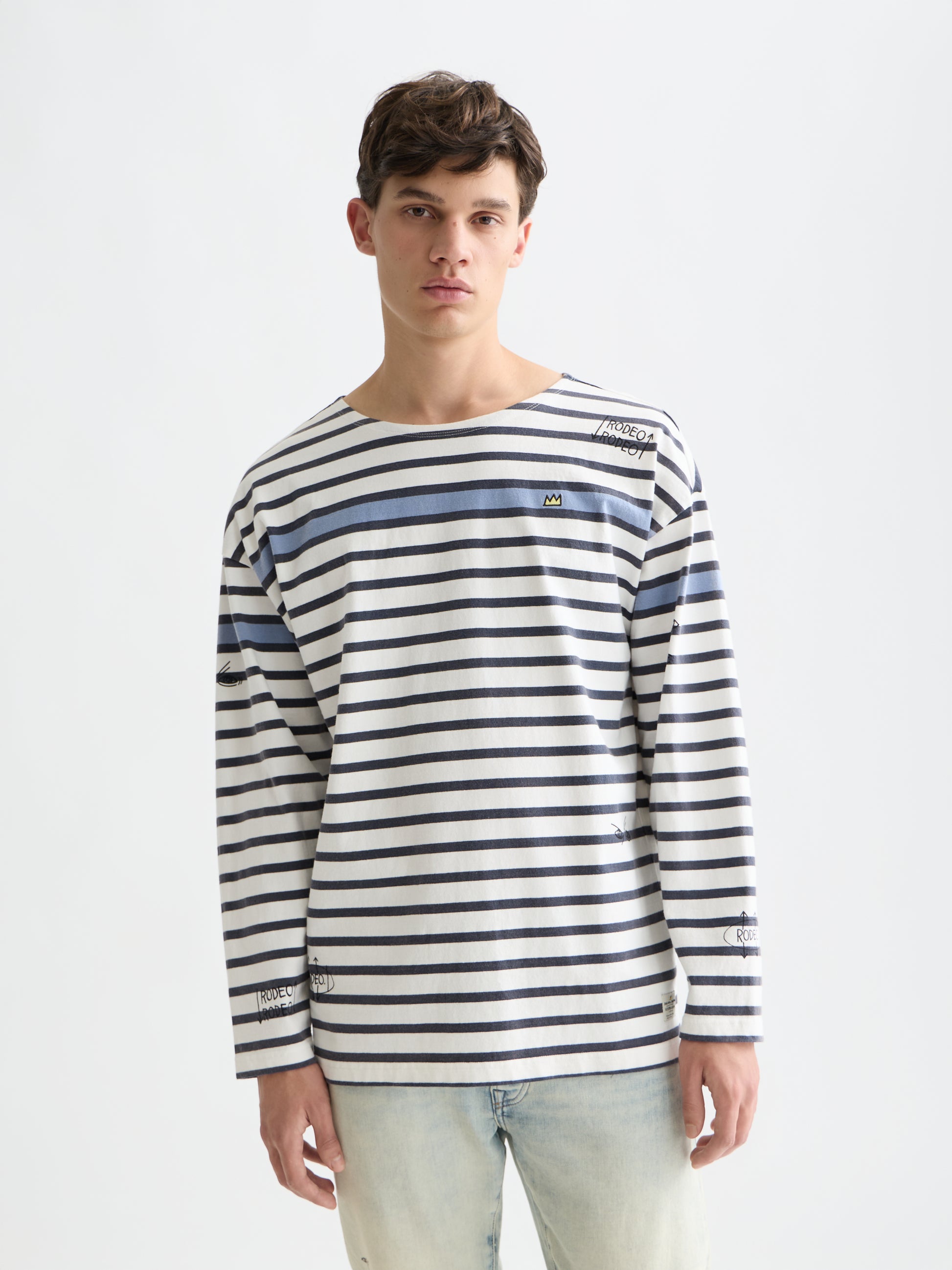 Dark Gray טי שירט ארוכה לגברים Scotch & Soda x Basquiat SCOTCH & SODA
