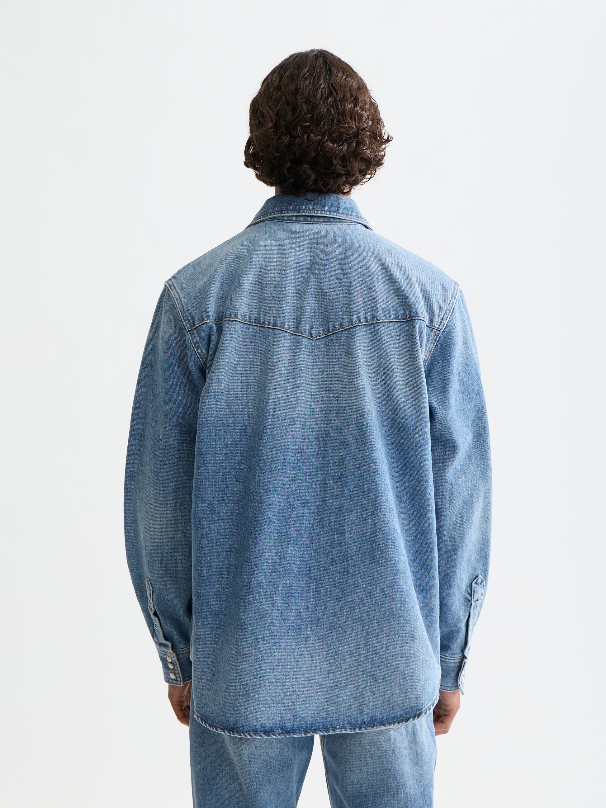 White Smoke חולצת ג'ינס מכופתרת ארוכה לגברים Details SCOTCH & SODA