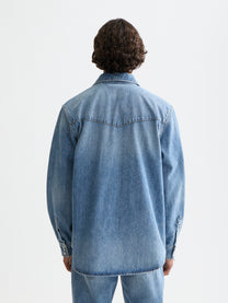 White Smoke חולצת ג'ינס מכופתרת ארוכה לגברים Details SCOTCH & SODA