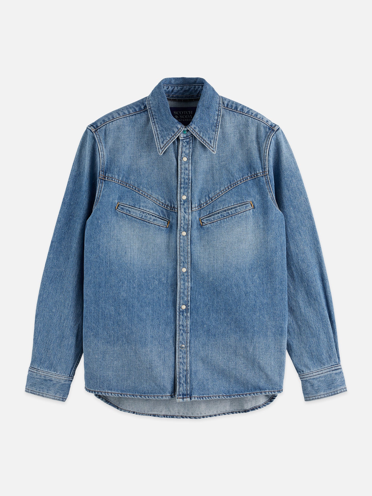 Slate Gray חולצת ג'ינס מכופתרת ארוכה לגברים Details SCOTCH & SODA