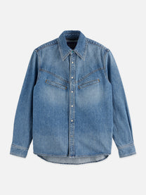 Slate Gray חולצת ג'ינס מכופתרת ארוכה לגברים Details SCOTCH & SODA