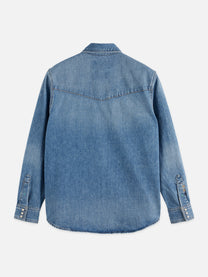 Slate Gray חולצת ג'ינס מכופתרת ארוכה לגברים Details SCOTCH & SODA