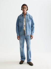 White Smoke חולצת ג'ינס מכופתרת ארוכה לגברים Details SCOTCH & SODA