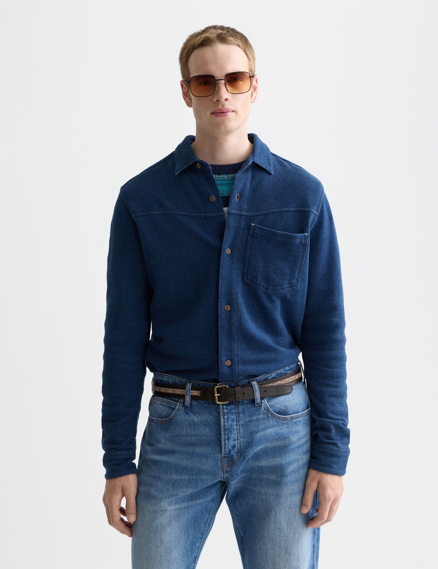 Black חולצה מכופתרת ארוכה לגברים Washed Indigo SCOTCH & SODA