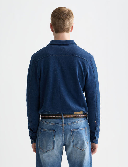 Dark Slate Gray חולצה מכופתרת ארוכה לגברים Washed Indigo SCOTCH & SODA