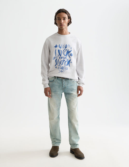 White Smoke WASHED DENIM GRAPHIC SWEAT סווטשירט SCOTCH & SODA