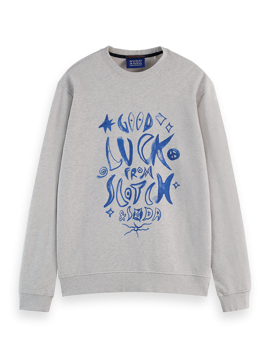 Gray WASHED DENIM GRAPHIC SWEAT סווטשירט SCOTCH & SODA