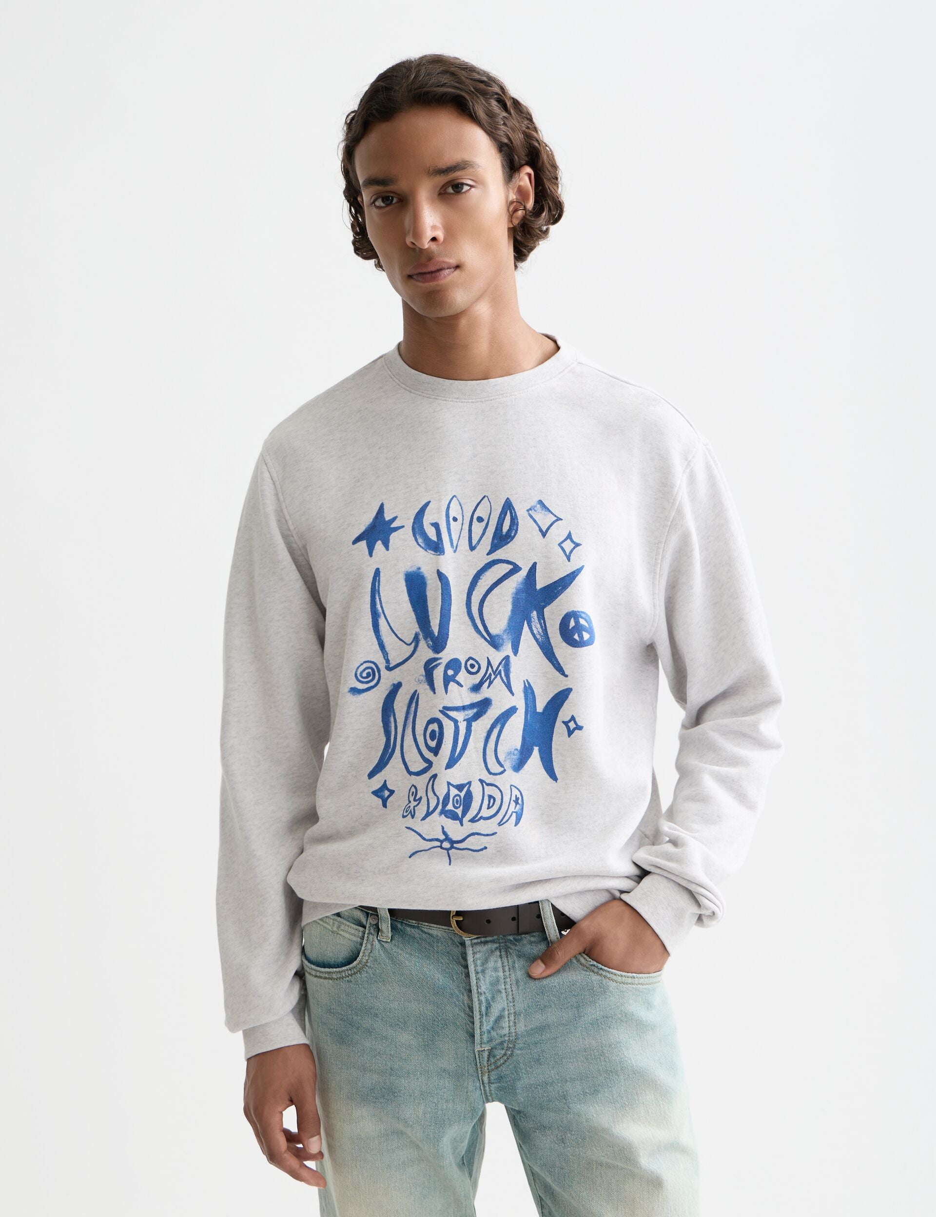 Lavender WASHED DENIM GRAPHIC SWEAT סווטשירט SCOTCH & SODA