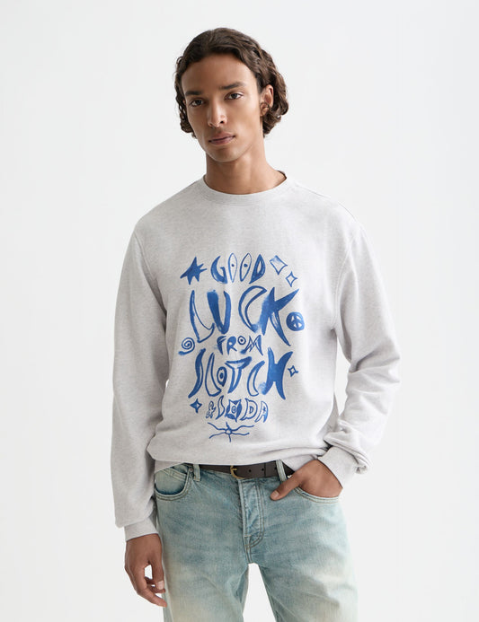 Lavender WASHED DENIM GRAPHIC SWEAT סווטשירט SCOTCH & SODA