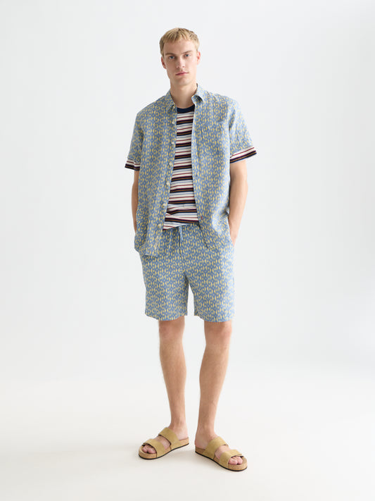 White Smoke FAVE PRINTED LINEN RELAXEDFIT BERMUDA SHORTS מכנסיים קצרים SCOTCH & SODA