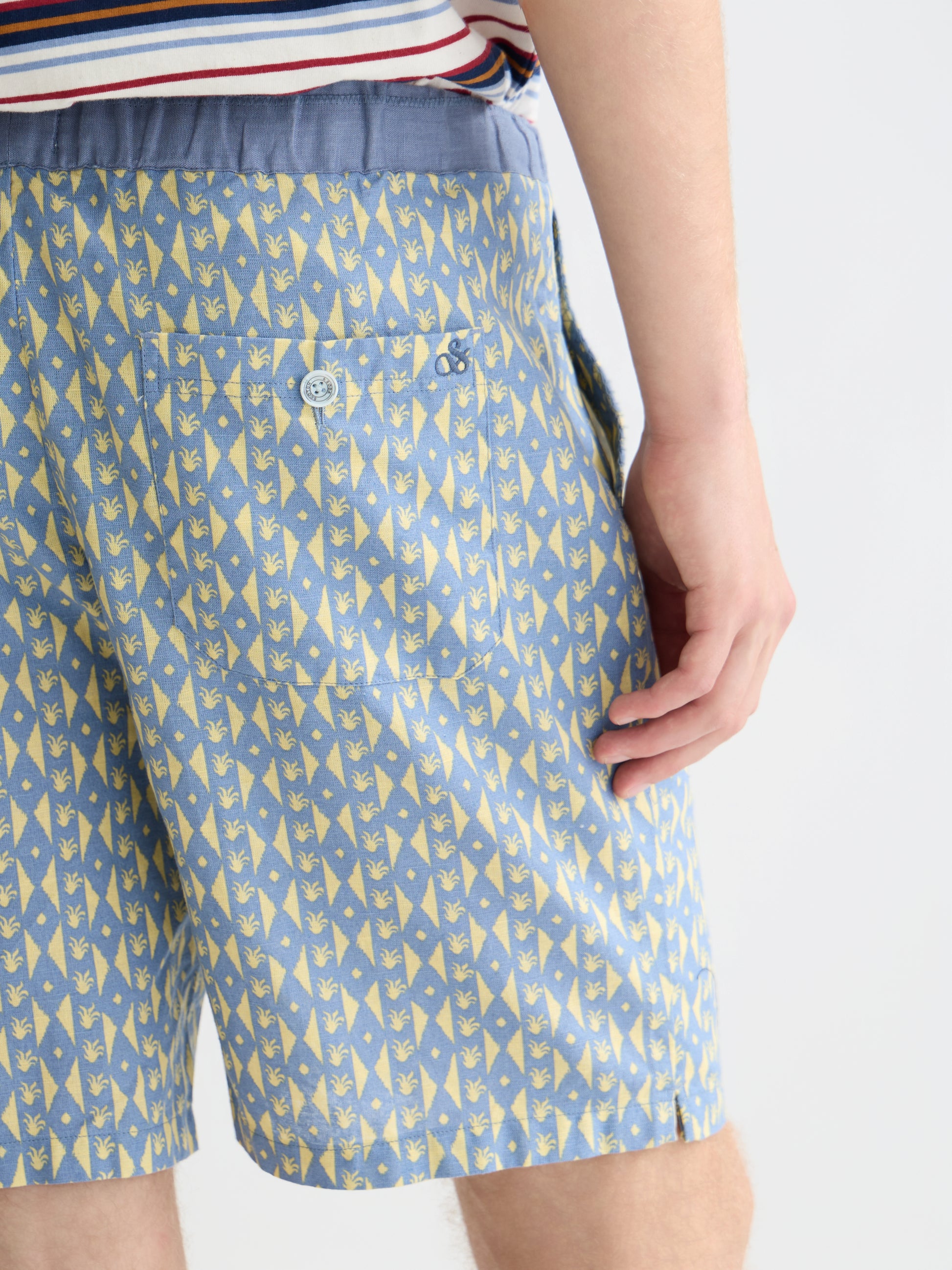 Lavender מכנסיים קצרים לגברים Fave Printed Linen SCOTCH & SODA