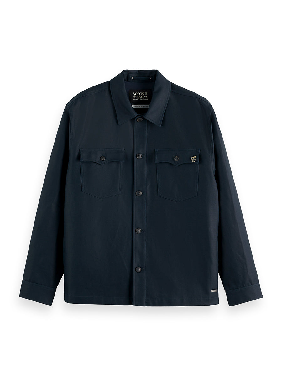 Black COTTON-BLEND TWILL RELAXED-FIT OVERSHIRT ג'קט SCOTCH & SODA