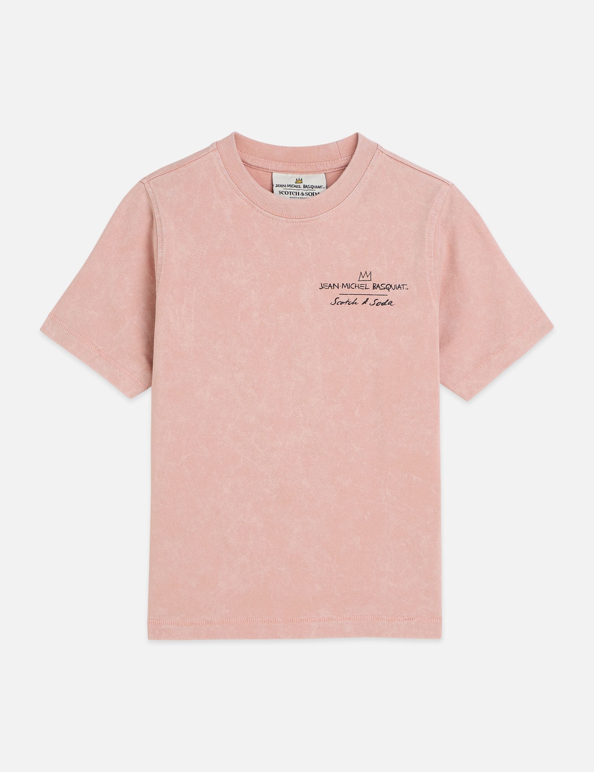 Light Pink טי שירט Basquiat לגברים עם הדפס קדמי ואחורי SCOTCH & SODA