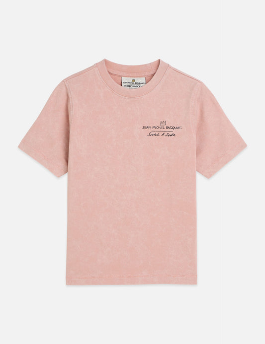 Light Pink טי שירט Basquiat לגברים עם הדפס קדמי ואחורי SCOTCH & SODA