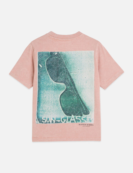 White Smoke טי שירט Basquiat לגברים עם הדפס קדמי ואחורי SCOTCH & SODA