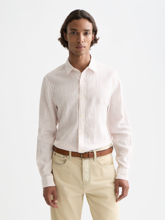 White Smoke STRIPED LINEN REGULAR-FIT SHIRT חולצה מכופתרת ארוכה SCOTCH & SODA