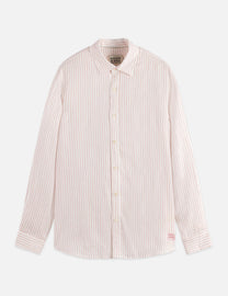 Light Gray חולצה מכופתרת ארוכה לגברים Striped Linen SCOTCH & SODA
