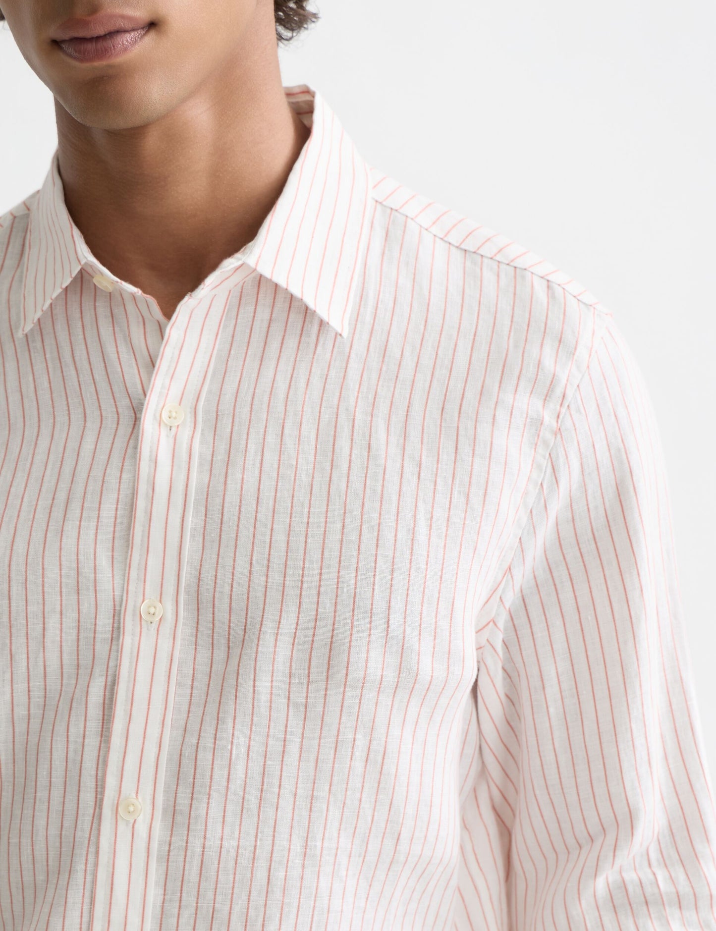 Lavender STRIPED LINEN REGULAR-FIT SHIRT חולצה מכופתרת ארוכה SCOTCH & SODA