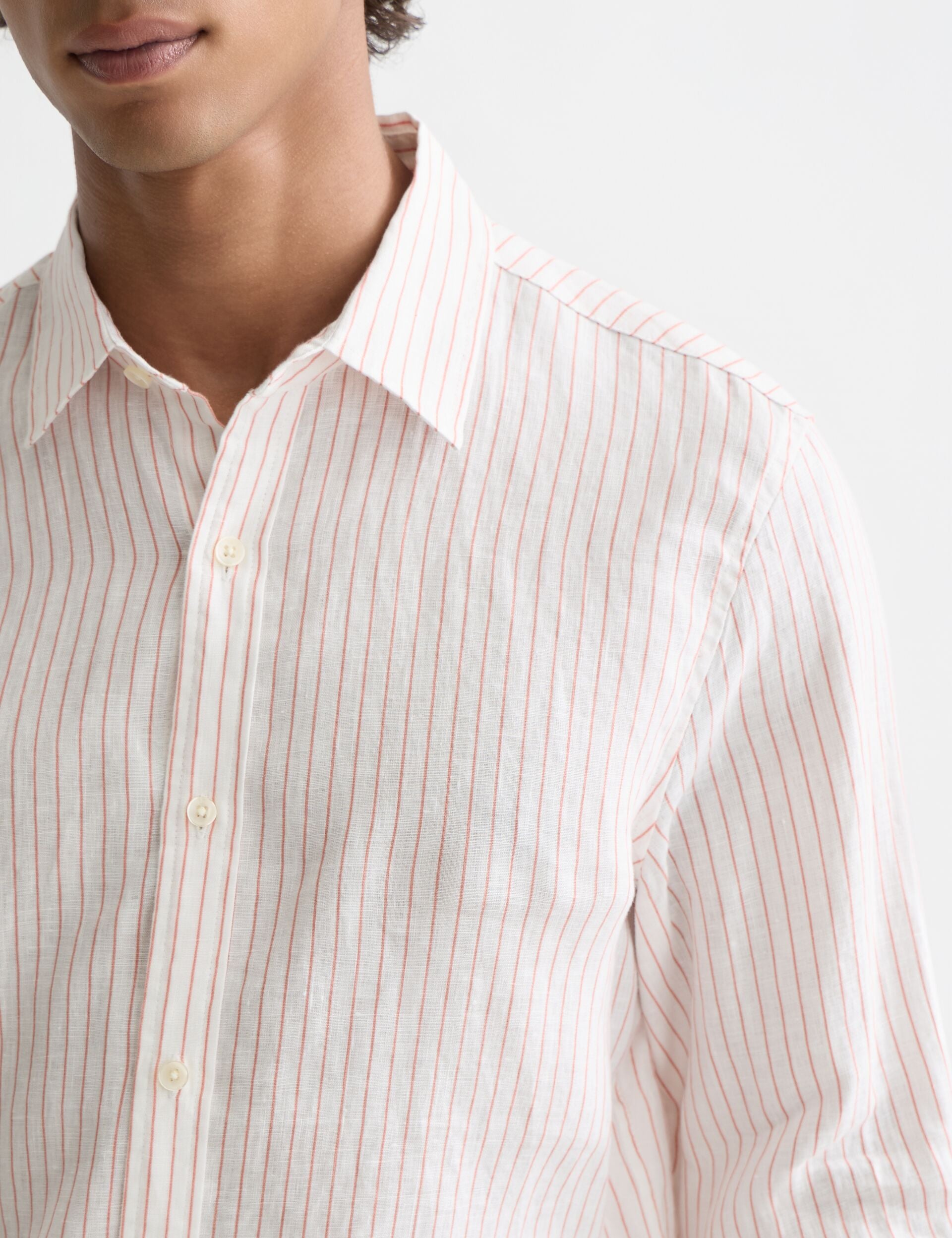 Lavender STRIPED LINEN REGULAR-FIT SHIRT חולצה מכופתרת ארוכה SCOTCH & SODA