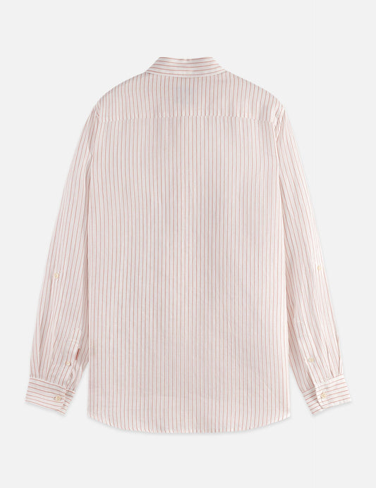 Light Gray STRIPED LINEN REGULAR-FIT SHIRT חולצה מכופתרת ארוכה SCOTCH & SODA