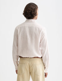 White Smoke חולצה מכופתרת ארוכה לגברים Striped Linen SCOTCH & SODA