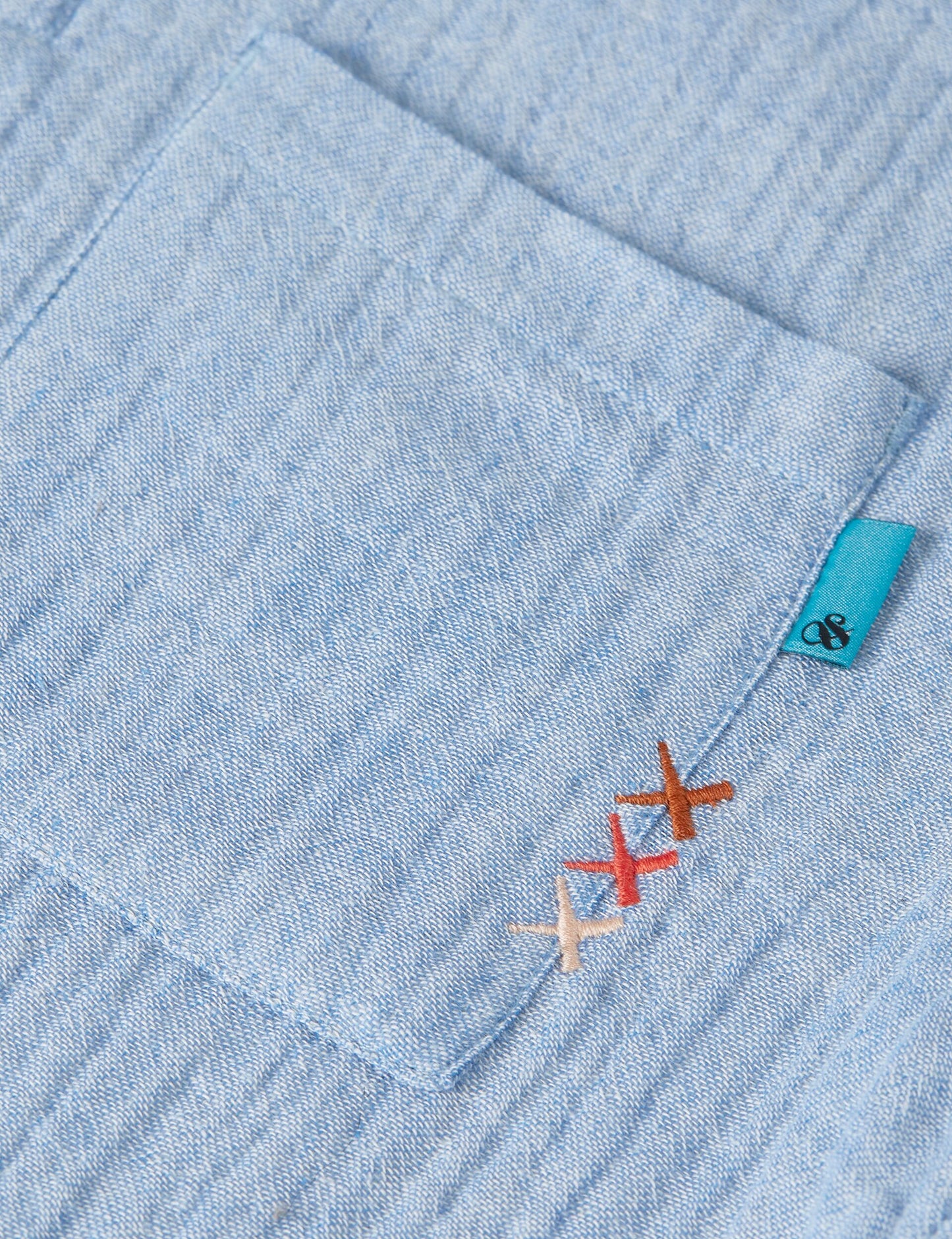 Light Steel Blue חולצה מכופתרת קצרה לילדים Cotton Chambray SCOTCH & SODA