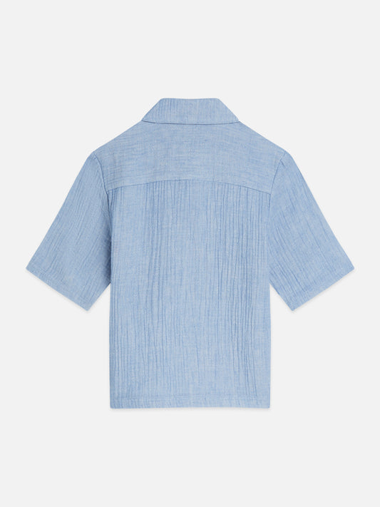 Light Steel Blue חולצה מכופתרת קצרה לילדים Cotton Chambray SCOTCH & SODA
