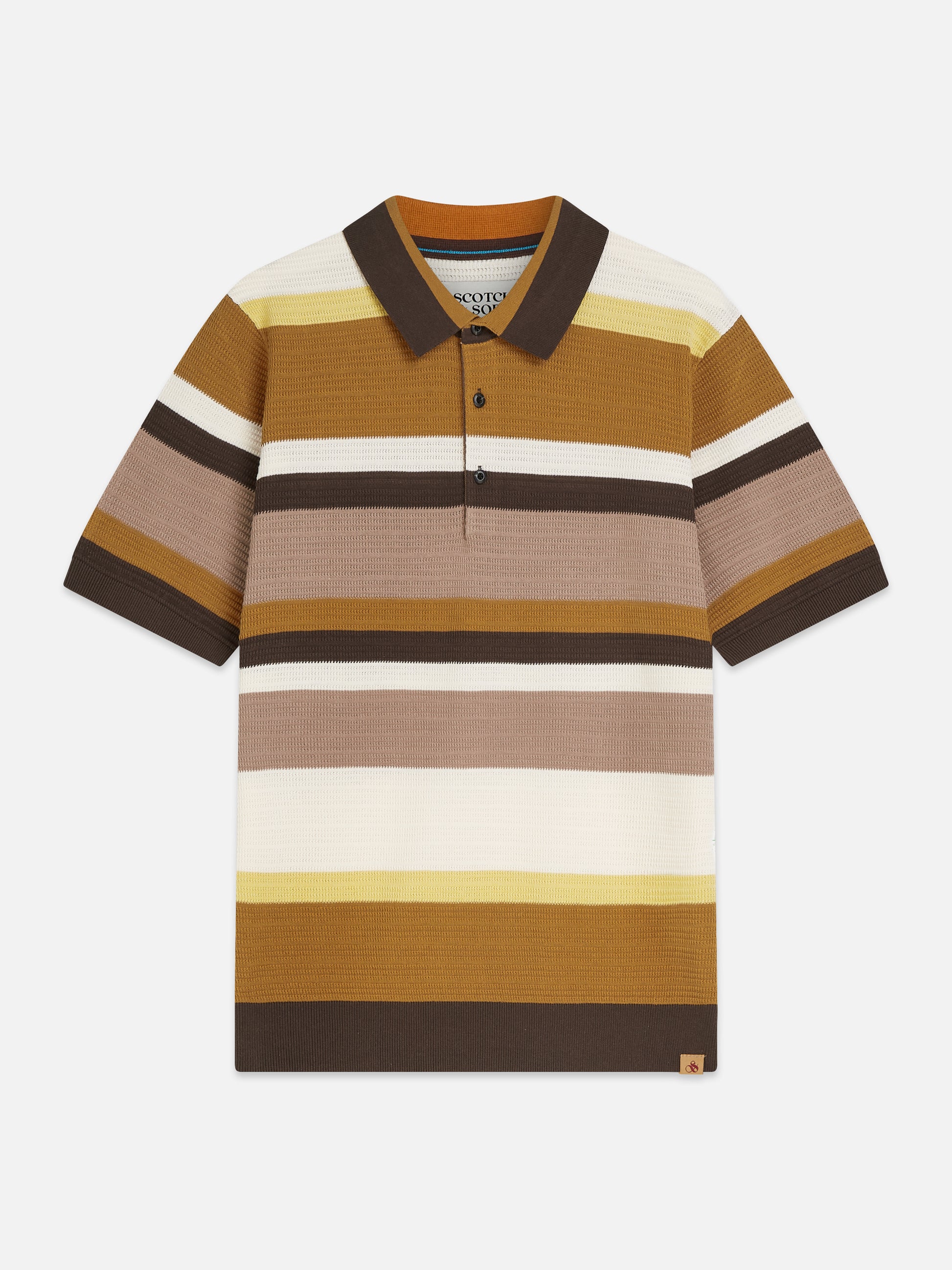 White Smoke פולו סריג פסים לגברים Structured Striped Knitted Polo SCOTCH & SODA