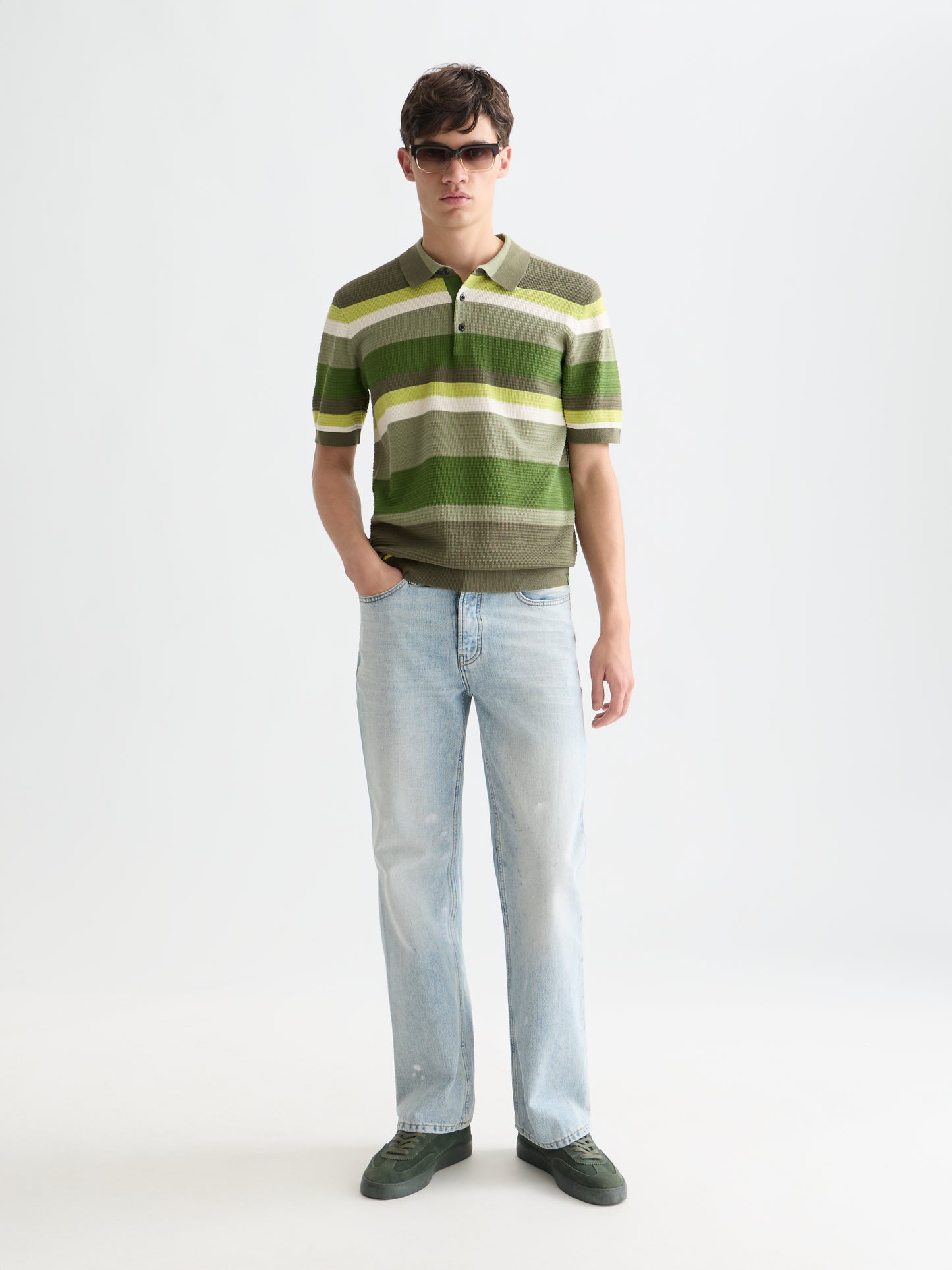Lavender פולו סרוג לגברים עם טקסטורת פסים SCOTCH & SODA