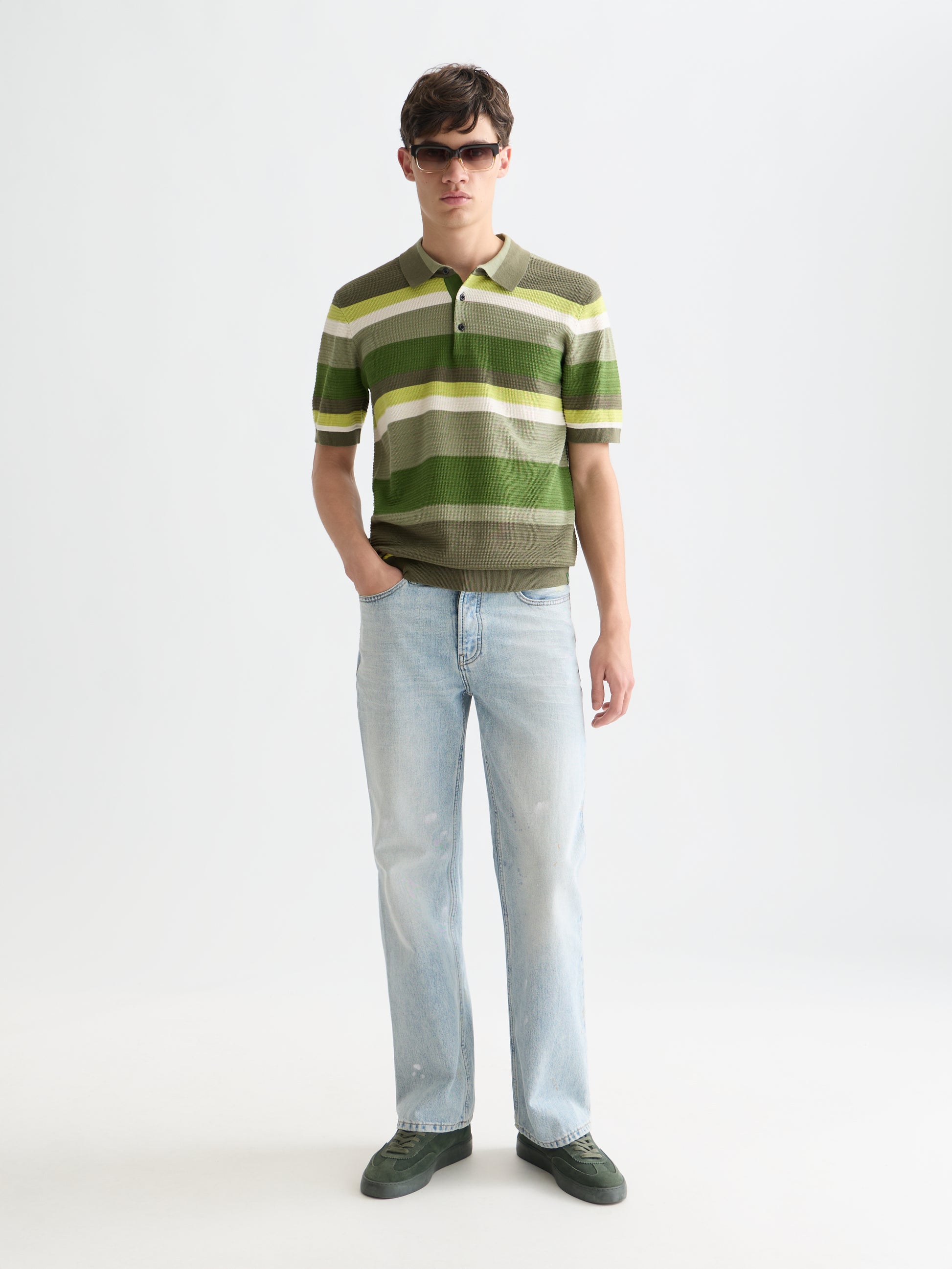 Lavender פולו סרוג לגברים עם טקסטורת פסים SCOTCH & SODA