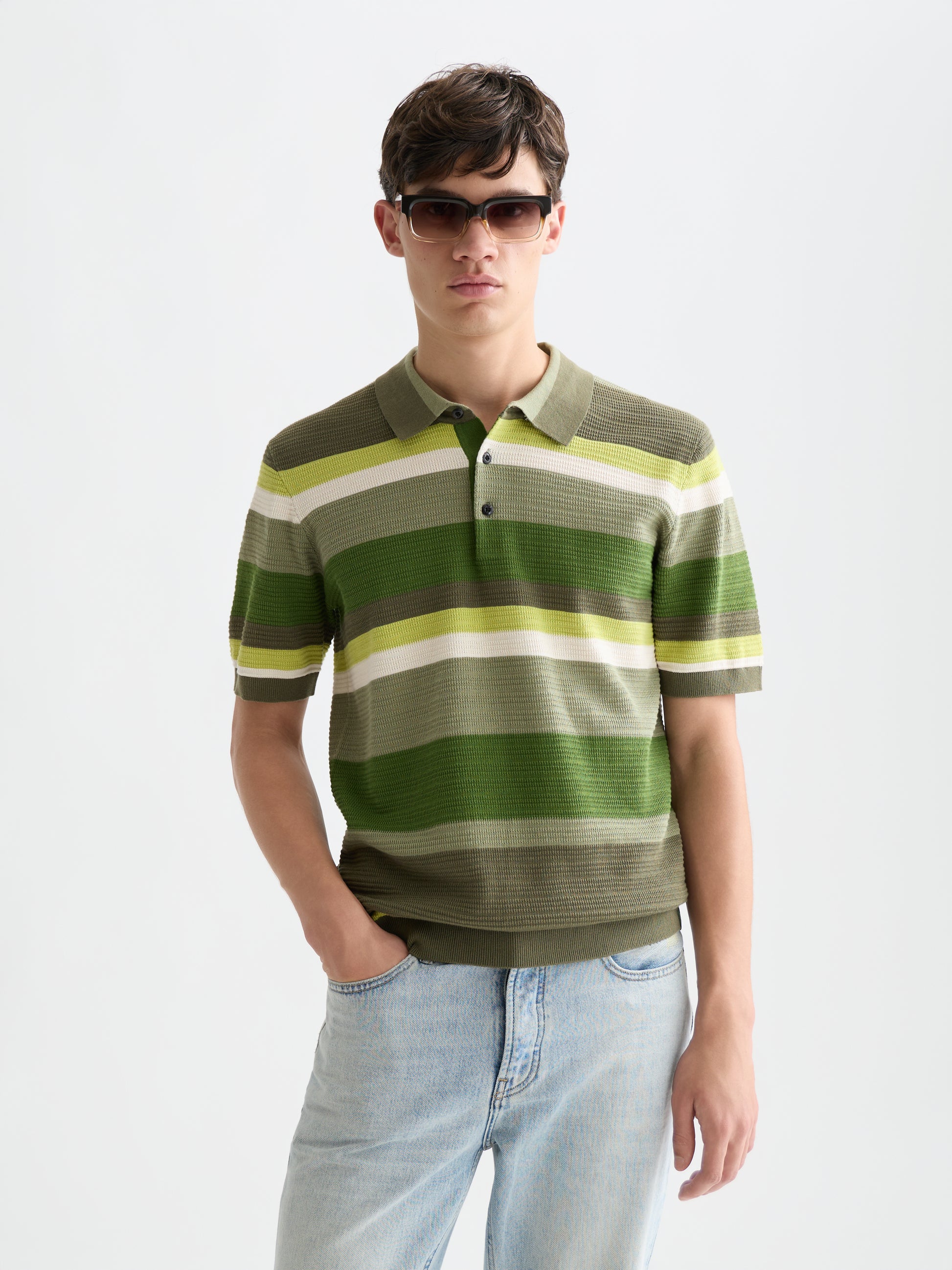 Lavender פולו סרוג לגברים עם טקסטורת פסים SCOTCH & SODA