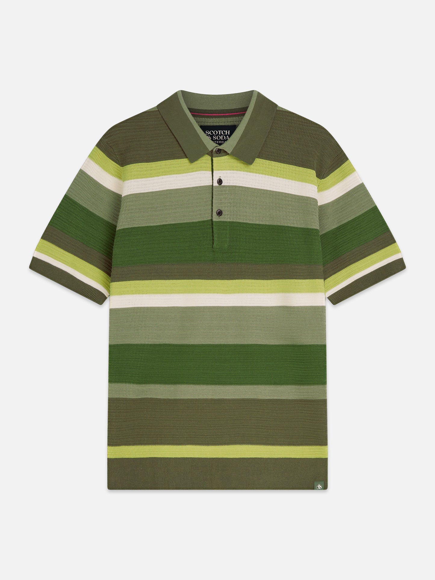 White Smoke פולו סרוג לגברים עם טקסטורת פסים SCOTCH & SODA