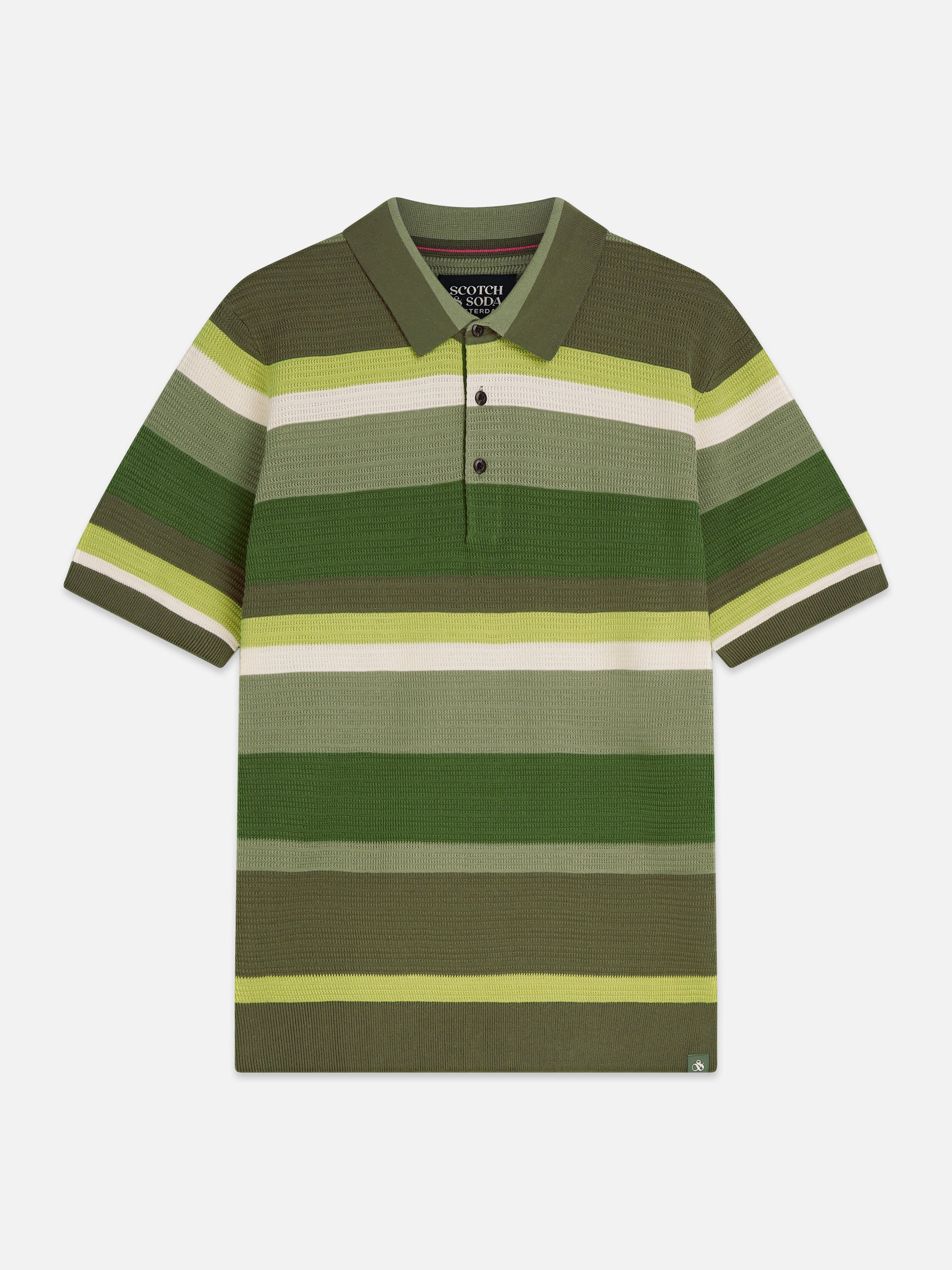 White Smoke פולו סרוג לגברים עם טקסטורת פסים SCOTCH & SODA