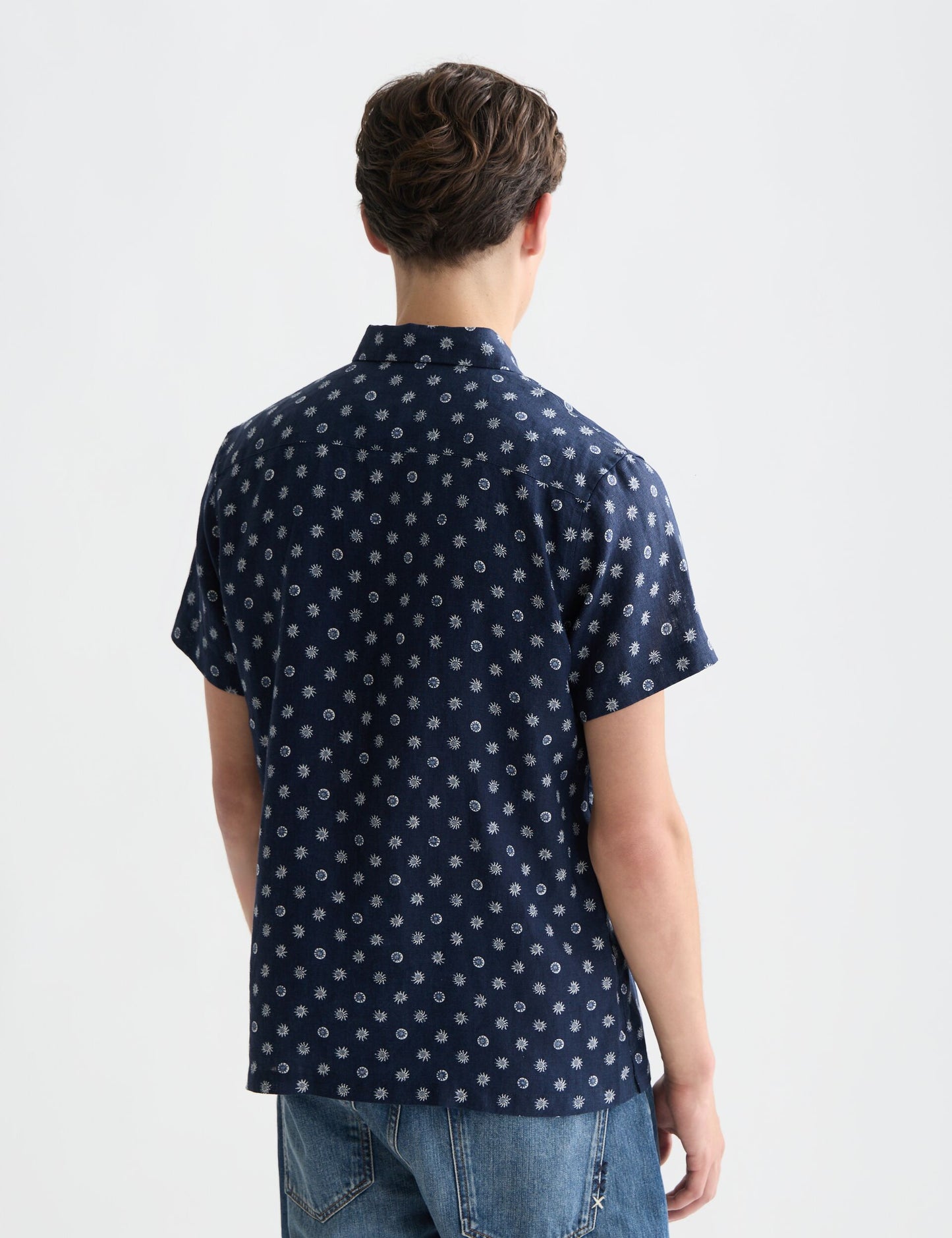 Lavender חולצה מכופתרת קצרה לגברים Printed Linen SCOTCH & SODA