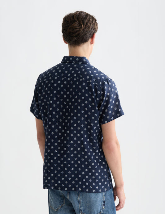 Lavender PRINTED LINEN REGULARFIT SHORTSLEEVED SHIRT חולצה מכופתרת קצרה SCOTCH & SODA