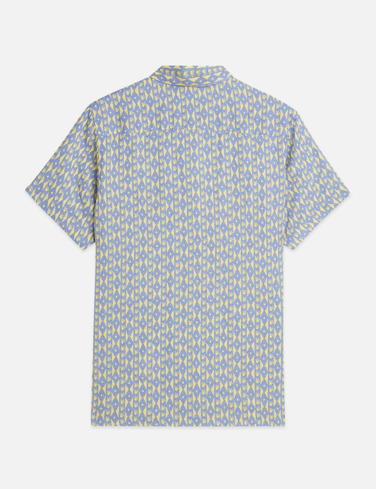 White Smoke חולצה מכופתרת קצרה לגברים Printed Linen SCOTCH & SODA