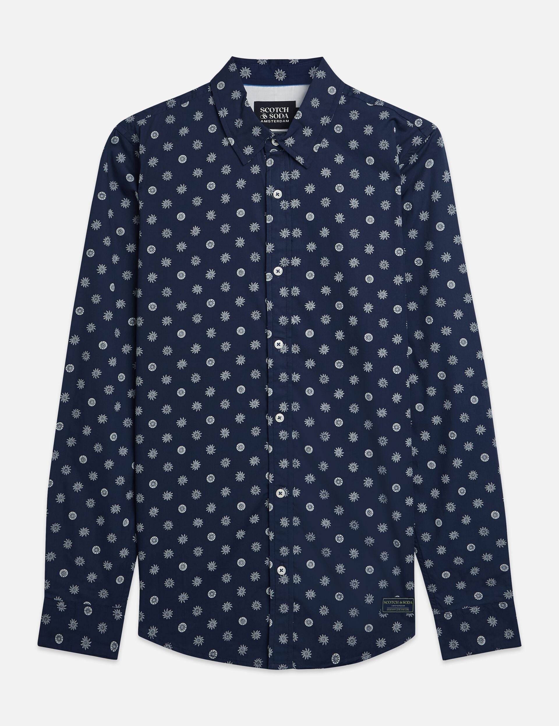 Dark Slate Gray חולצת מכופתרת ארוכה לגברים בגזרת Poplin SCOTCH & SODA