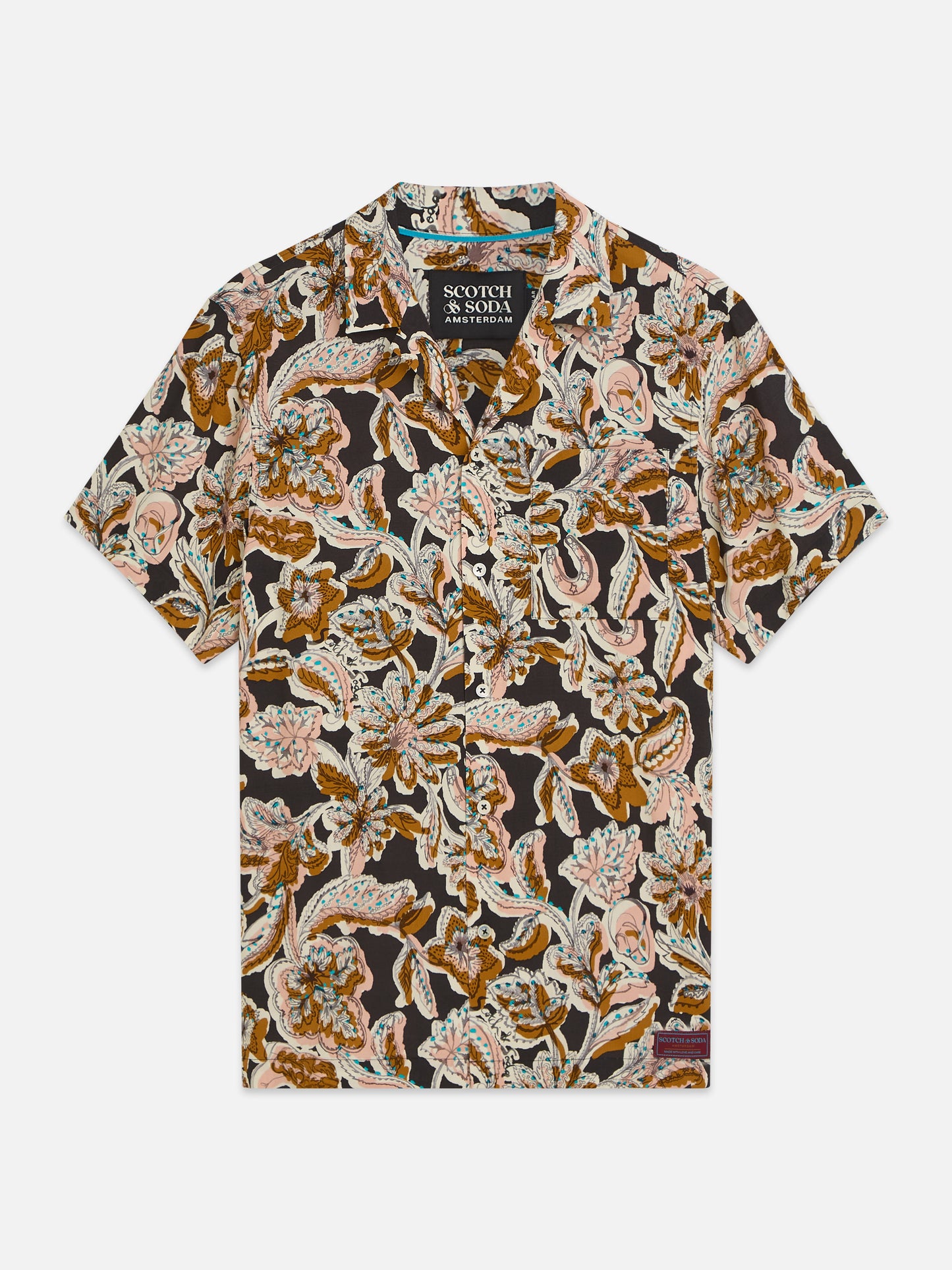 White Smoke חולצה מכופתרת קצרה לגברים Printed Viscose SCOTCH & SODA