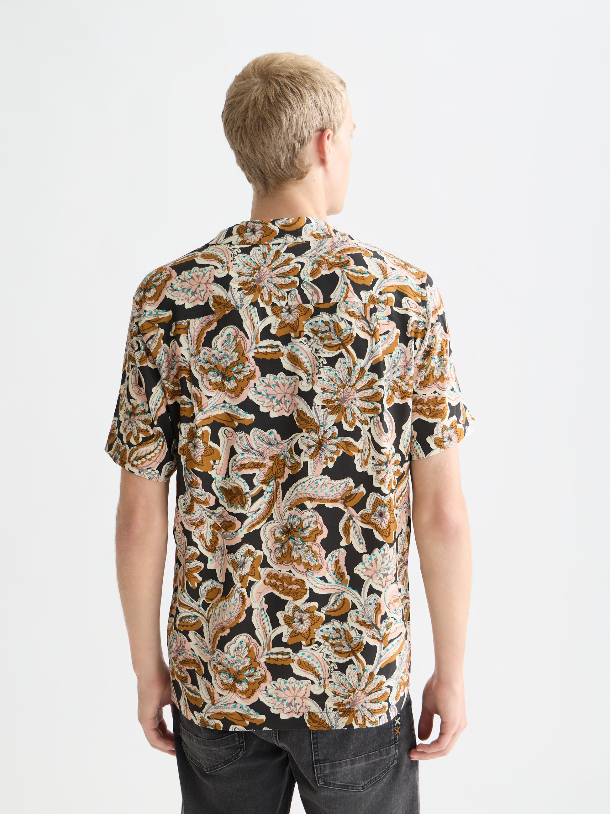 White Smoke חולצה מכופתרת קצרה לגברים Printed Viscose SCOTCH & SODA