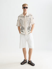 White Smoke חולצת מכופתרת קצרה רקומה לגברים Seersucker SCOTCH & SODA