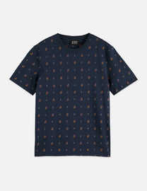 Dark Slate Gray טי שירט מודפסת לגברים עם מיקרו פרינט SCOTCH & SODA